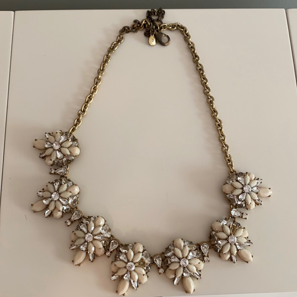 J. Crew white and gold chunky jeweled necklace